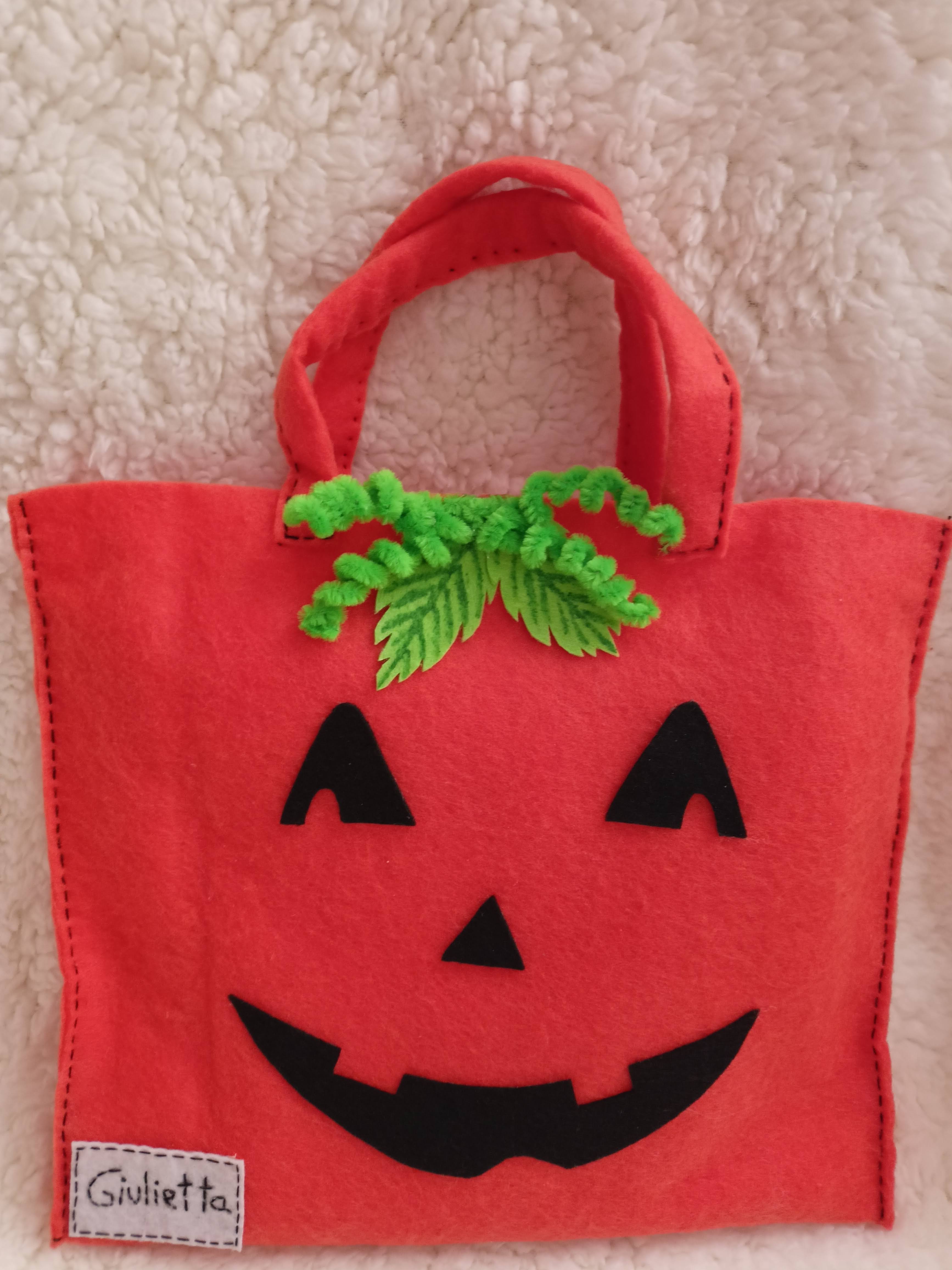 Bolsa calabaza de halloween para niños, bolsa para truco o trato.